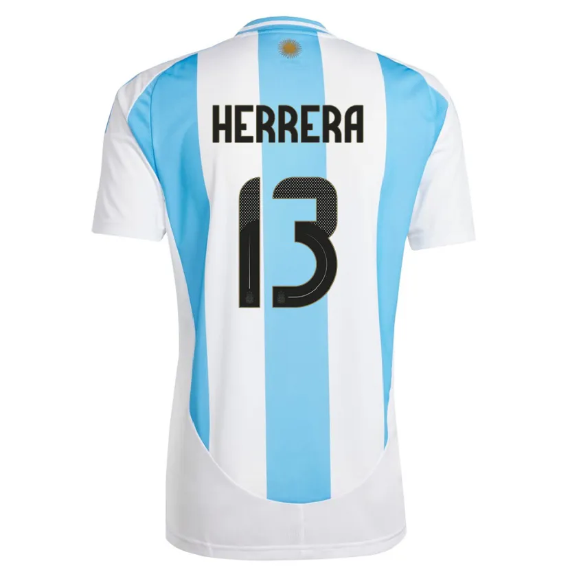 Danxen Kinderen Argentinië Marcelo Herrera #13 Wit Blauw Thuisshirt Thuistenue 24-26 T-Shirt