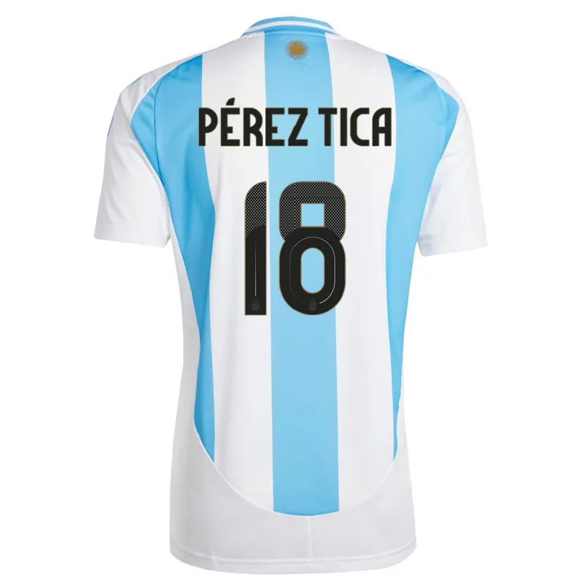 Danxen Kinderen Argentinië Jeremias Perez Tica #18 Wit Blauw Thuisshirt Thuistenue 24-26 T-Shirt