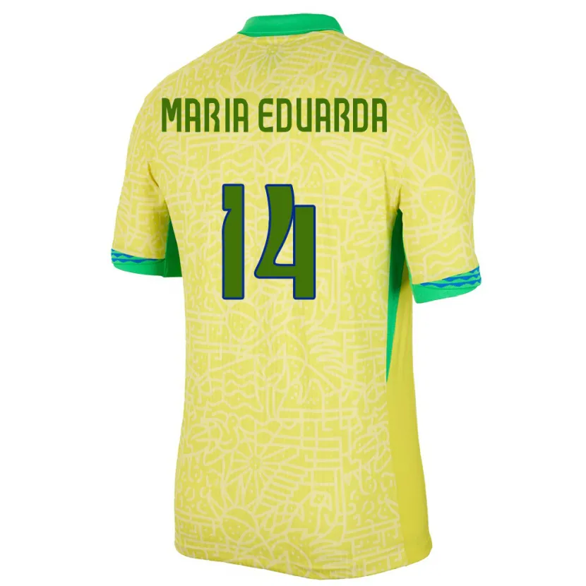 Danxen Kinderen Brazilië Maria Eduarda #14 Geel Thuisshirt Thuistenue 24-26 T-Shirt