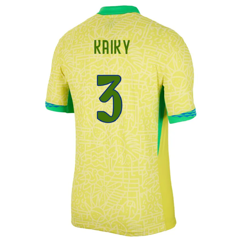 Danxen Kinderen Brazilië Kaiky #3 Geel Thuisshirt Thuistenue 24-26 T-Shirt