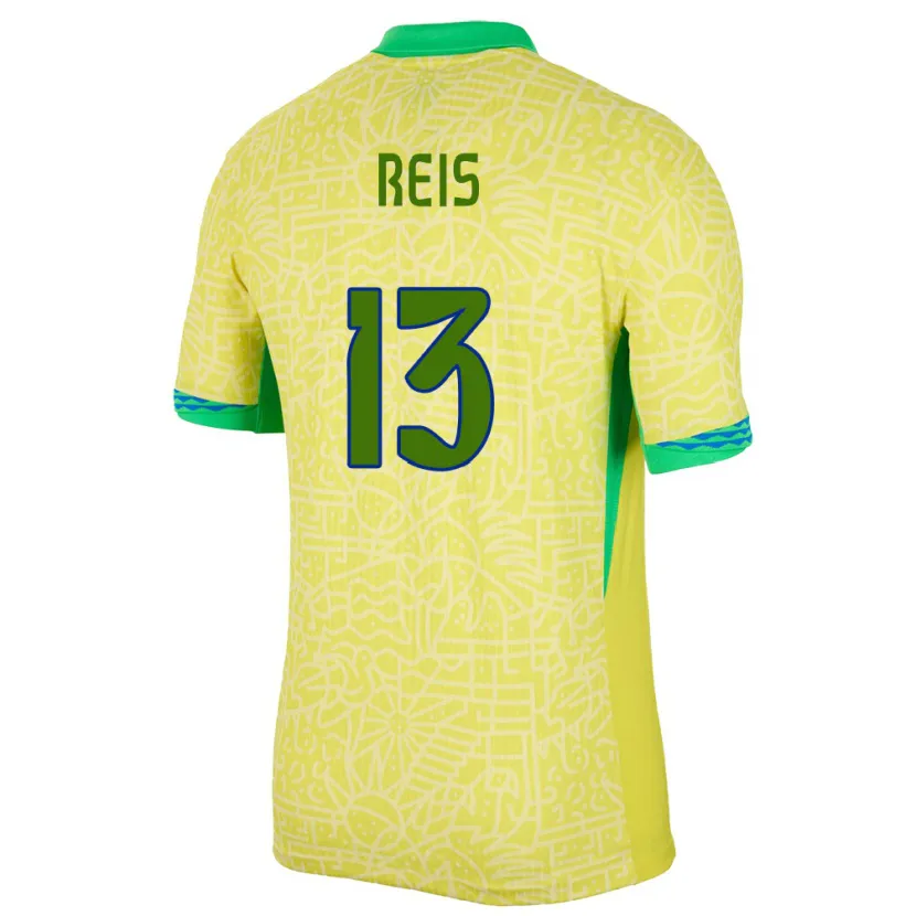 Danxen Kinderen Brazilië Vitor Reis #13 Geel Thuisshirt Thuistenue 24-26 T-Shirt