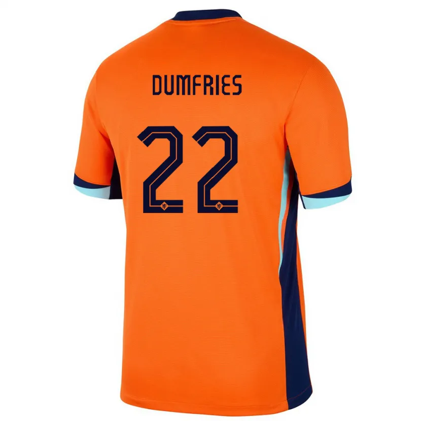 Danxen Kinderen Nederland Denzel Dumfries #22 Oranje Thuisshirt Thuistenue 24-26 T-Shirt