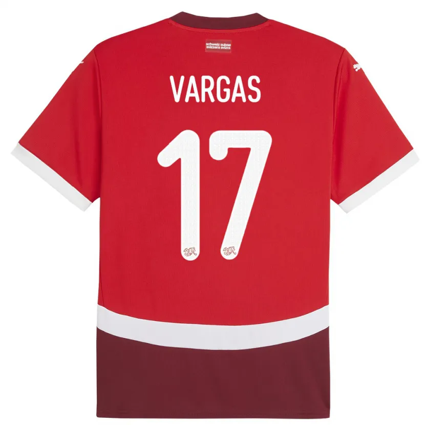 Danxen Kinderen Zwitserland Ruben Vargas #17 Rood Thuisshirt Thuistenue 24-26 T-Shirt