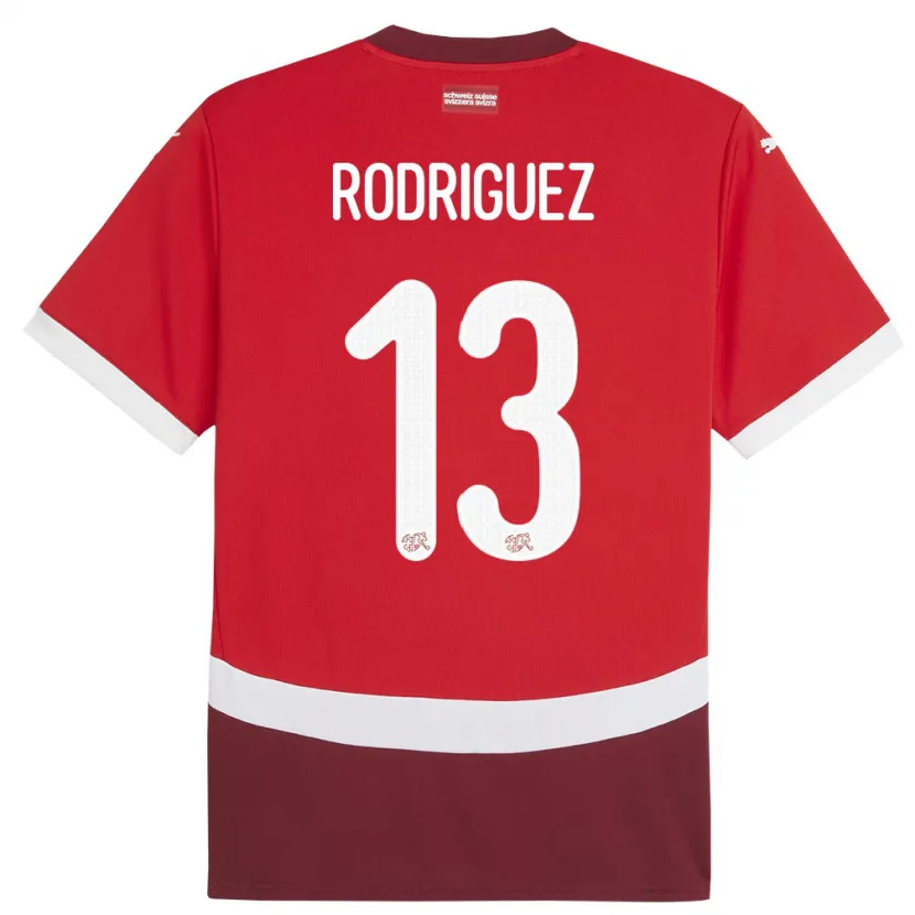 Danxen Kinderen Zwitserland Ricardo Rodriguez #13 Rood Thuisshirt Thuistenue 24-26 T-Shirt