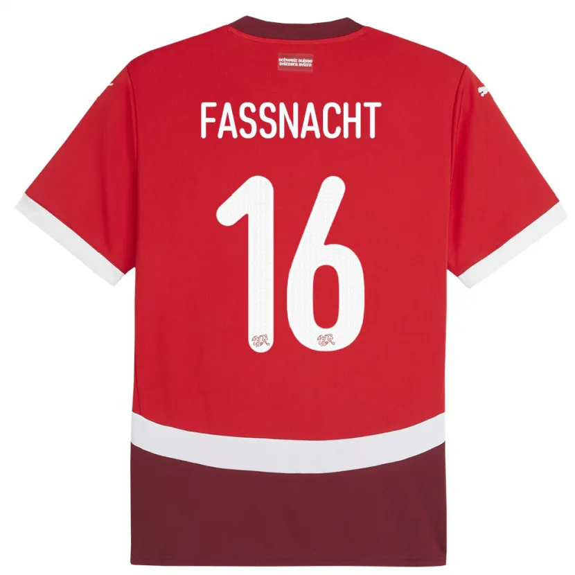 Danxen Kinderen Zwitserland Christian Fassnacht #16 Rood Thuisshirt Thuistenue 24-26 T-Shirt