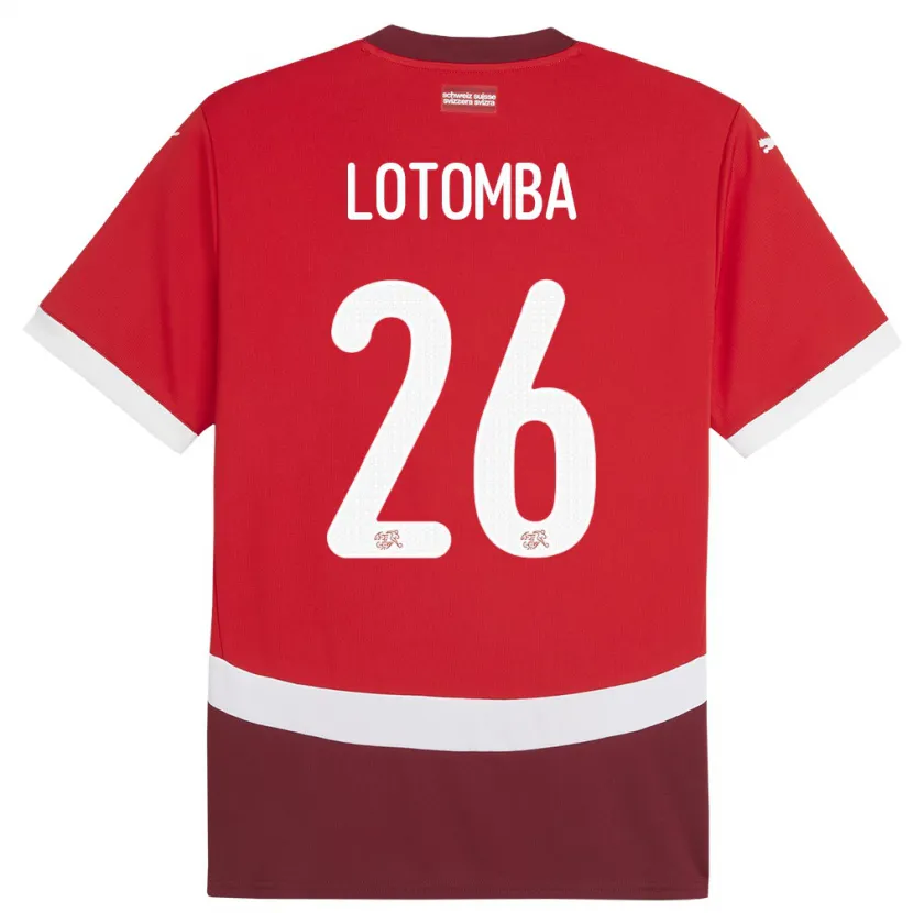 Danxen Kinderen Zwitserland Jordan Lotomba #26 Rood Thuisshirt Thuistenue 24-26 T-Shirt