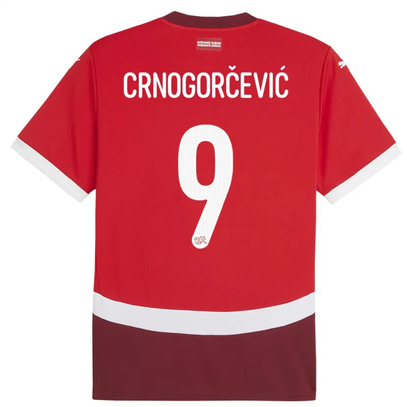 Danxen Kinderen Zwitserland Ana Maria Crnogorcevic #9 Rood Thuisshirt Thuistenue 24-26 T-Shirt