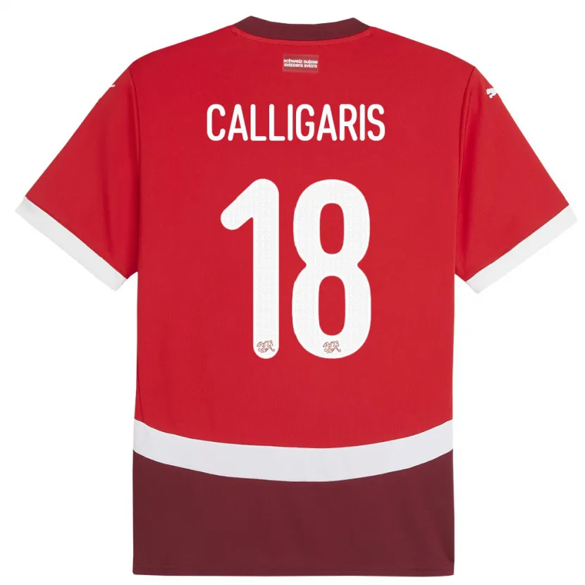 Danxen Kinderen Zwitserland Viola Calligaris #18 Rood Thuisshirt Thuistenue 24-26 T-Shirt