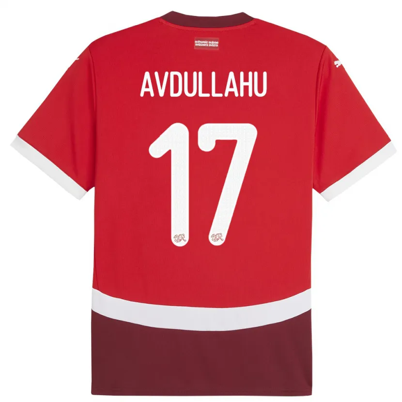 Danxen Kinderen Zwitserland Leon Avdullahu #17 Rood Thuisshirt Thuistenue 24-26 T-Shirt