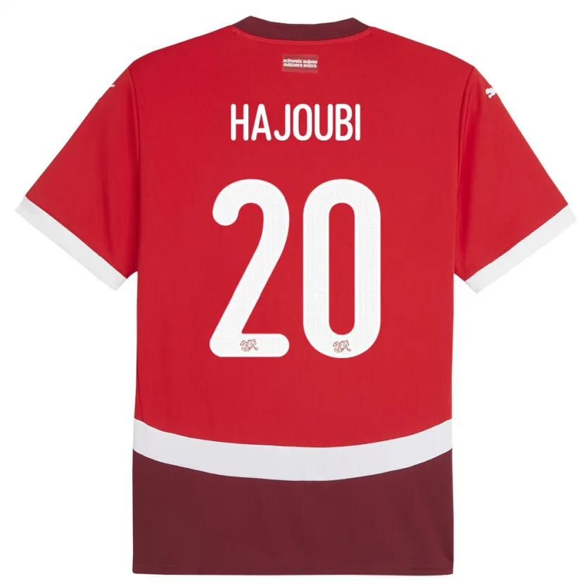 Danxen Kinderen Zwitserland Amin Hajoubi #20 Rood Thuisshirt Thuistenue 24-26 T-Shirt