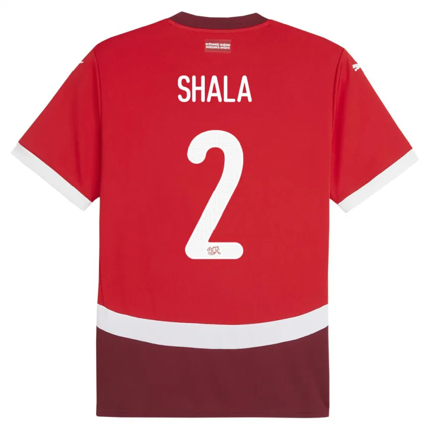 Danxen Kinderen Zwitserland Besnik Shala #2 Rood Thuisshirt Thuistenue 24-26 T-Shirt