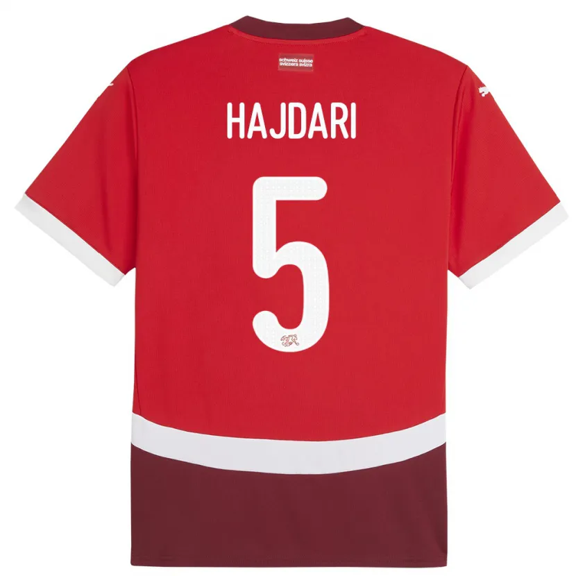 Danxen Kinderen Zwitserland Albian Hajdari #5 Rood Thuisshirt Thuistenue 24-26 T-Shirt
