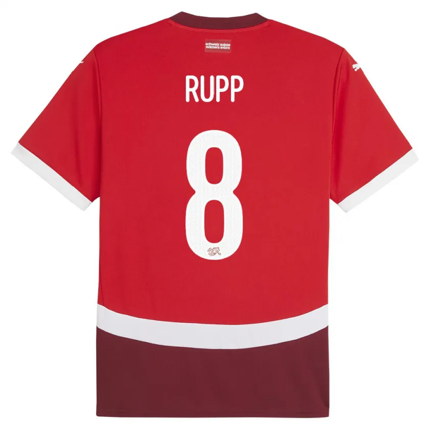 Danxen Kinderen Zwitserland Noah Rupp #8 Rood Thuisshirt Thuistenue 24-26 T-Shirt