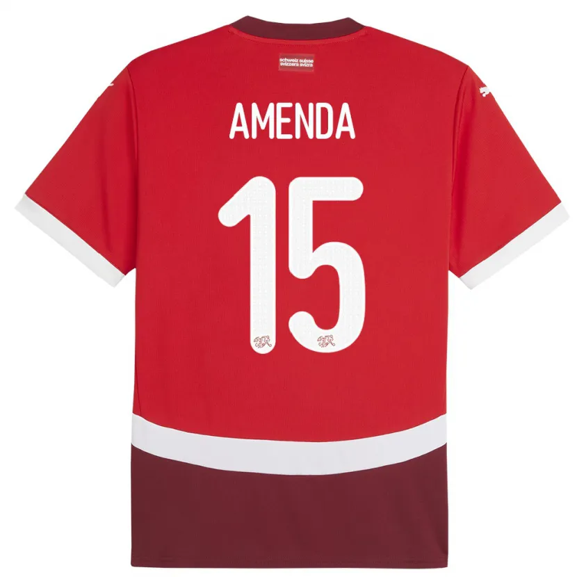 Danxen Kinderen Zwitserland Aurele Amenda #15 Rood Thuisshirt Thuistenue 24-26 T-Shirt