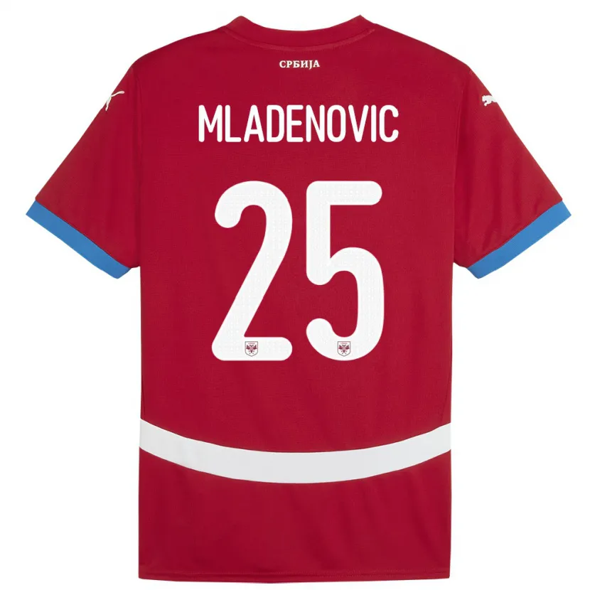 Danxen Kinderen Servië Filip Mladenovic #25 Rood Thuisshirt Thuistenue 24-26 T-Shirt