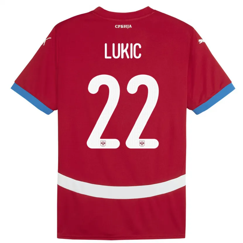 Danxen Kinderen Servië Sasa Lukic #22 Rood Thuisshirt Thuistenue 24-26 T-Shirt