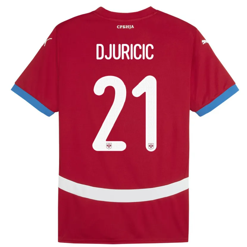 Danxen Kinderen Servië Filip Djuricic #21 Rood Thuisshirt Thuistenue 24-26 T-Shirt