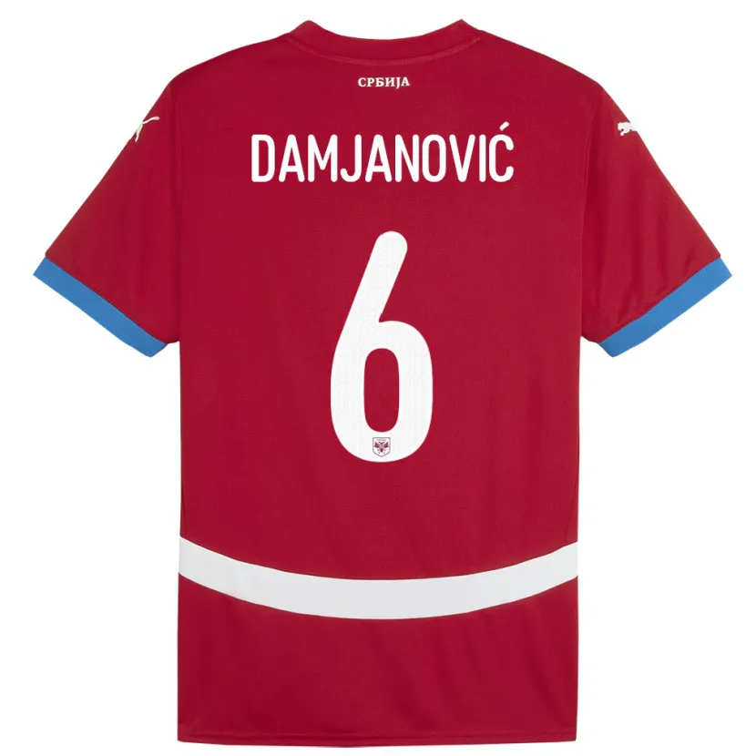 Danxen Kinderen Servië Nevena Damjanovic #6 Rood Thuisshirt Thuistenue 24-26 T-Shirt