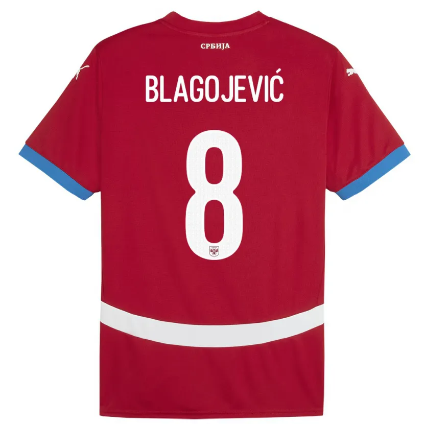 Danxen Kinderen Servië Dina Blagojevic #8 Rood Thuisshirt Thuistenue 24-26 T-Shirt