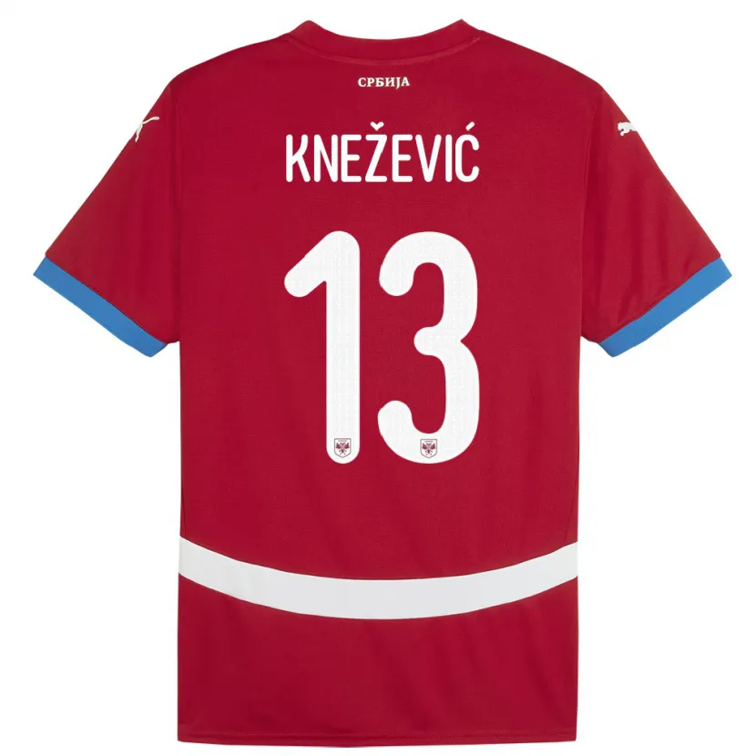 Danxen Kinderen Servië Milana Knezevic #13 Rood Thuisshirt Thuistenue 24-26 T-Shirt