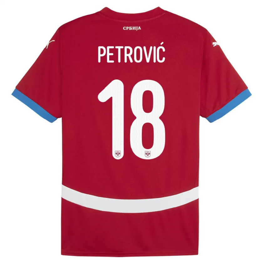 Danxen Kinderen Servië Emilija Petrovic #18 Rood Thuisshirt Thuistenue 24-26 T-Shirt