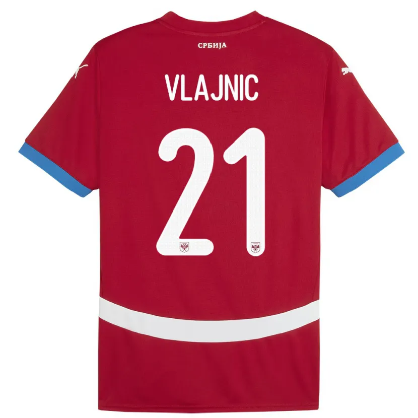 Danxen Kinderen Servië Tyla Jay Vlajnic #21 Rood Thuisshirt Thuistenue 24-26 T-Shirt
