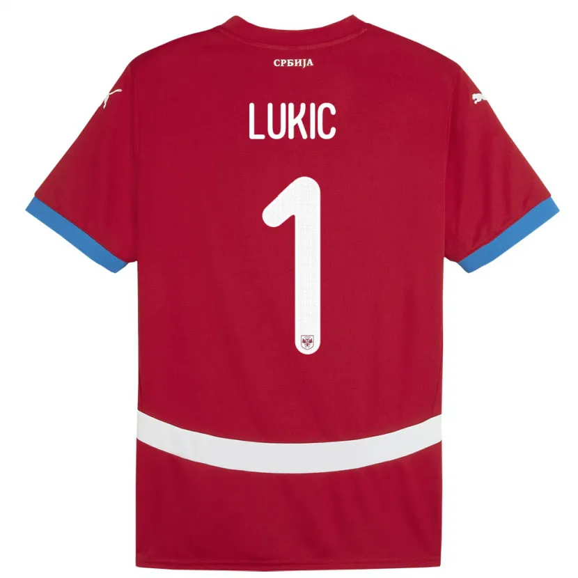 Danxen Kinderen Servië Ognjen Lukic #1 Rood Thuisshirt Thuistenue 24-26 T-Shirt