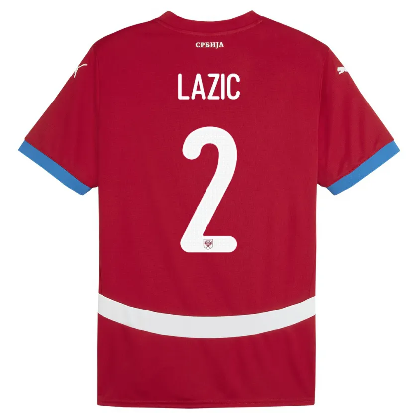 Danxen Kinderen Servië Uros Lazic #2 Rood Thuisshirt Thuistenue 24-26 T-Shirt
