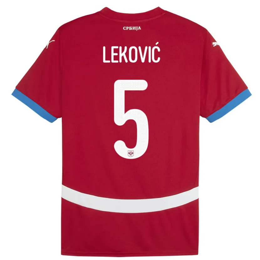 Danxen Kinderen Servië Stefan Lekovic #5 Rood Thuisshirt Thuistenue 24-26 T-Shirt