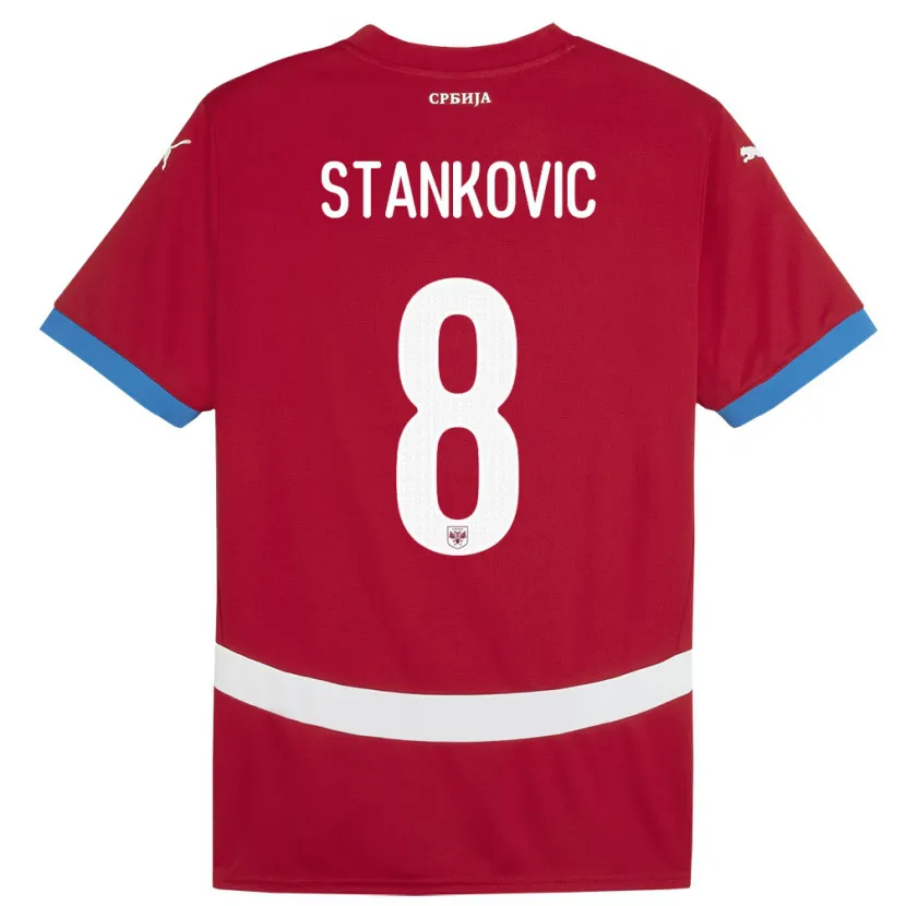 Danxen Kinderen Servië Nikola Stankovic #8 Rood Thuisshirt Thuistenue 24-26 T-Shirt