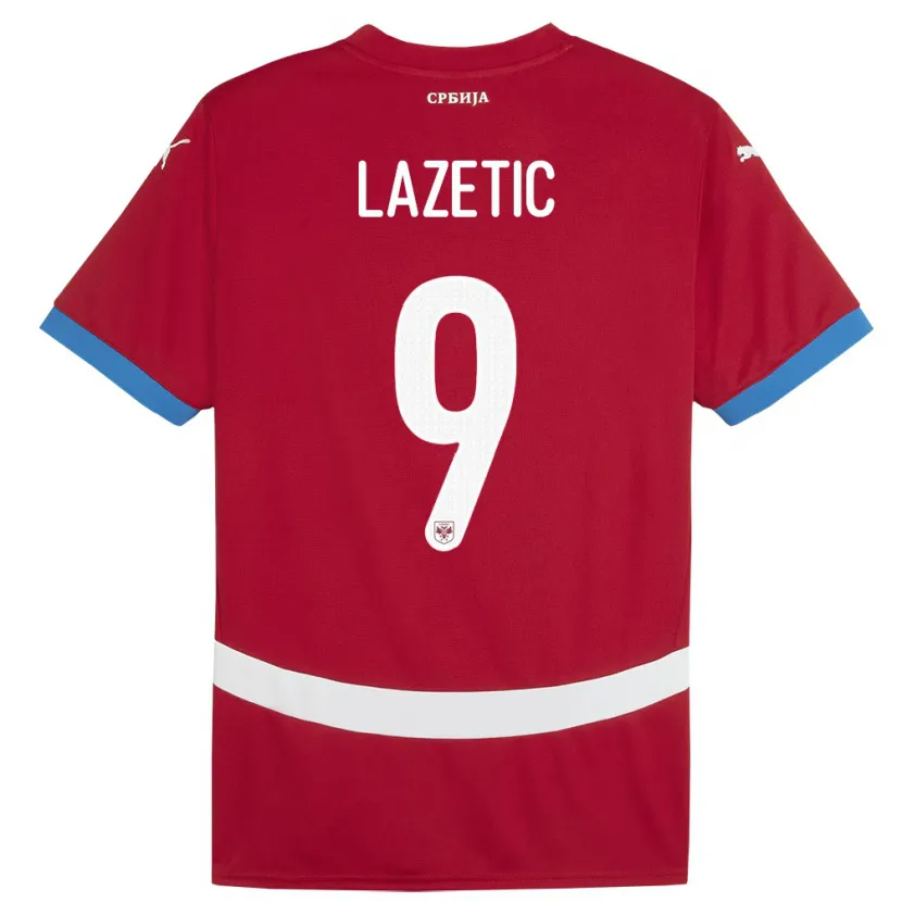 Danxen Kinderen Servië Marko Lazetic #9 Rood Thuisshirt Thuistenue 24-26 T-Shirt