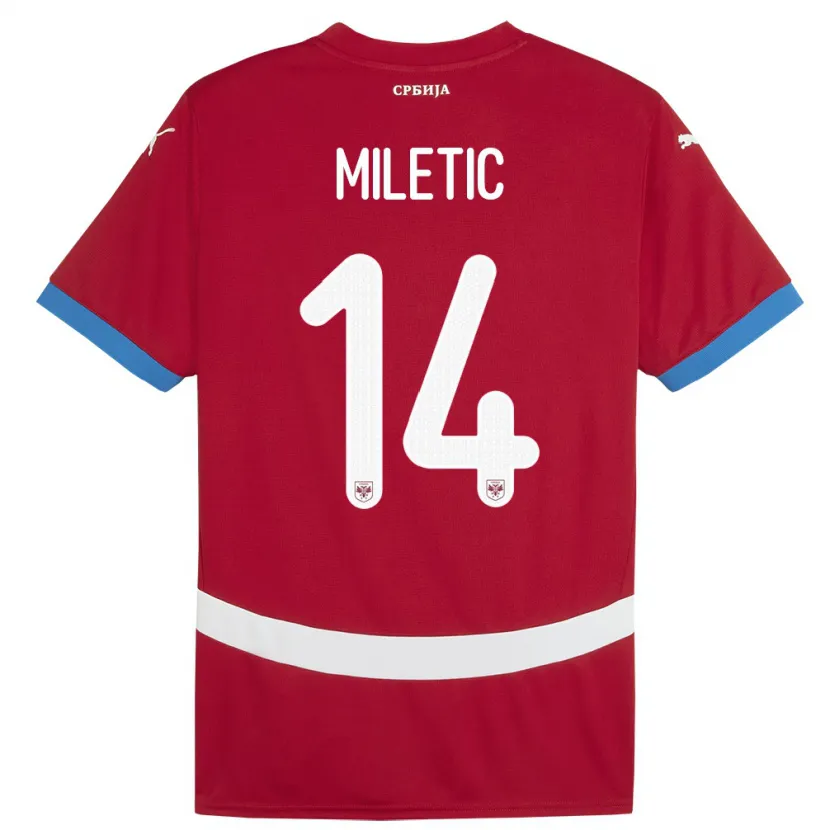 Danxen Kinderen Servië Vladimir Miletic #14 Rood Thuisshirt Thuistenue 24-26 T-Shirt