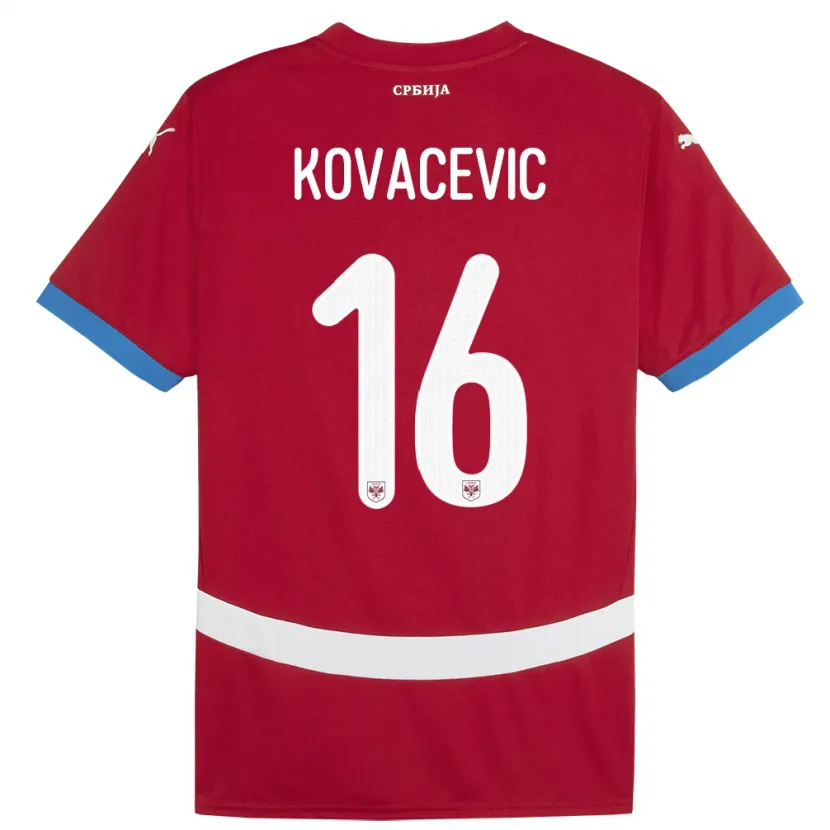 Danxen Kinderen Servië Bojan Kovacevic #16 Rood Thuisshirt Thuistenue 24-26 T-Shirt