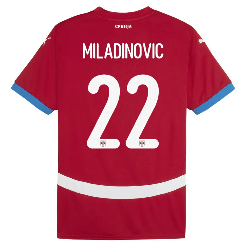 Danxen Kinderen Servië Igor Miladinovic #22 Rood Thuisshirt Thuistenue 24-26 T-Shirt