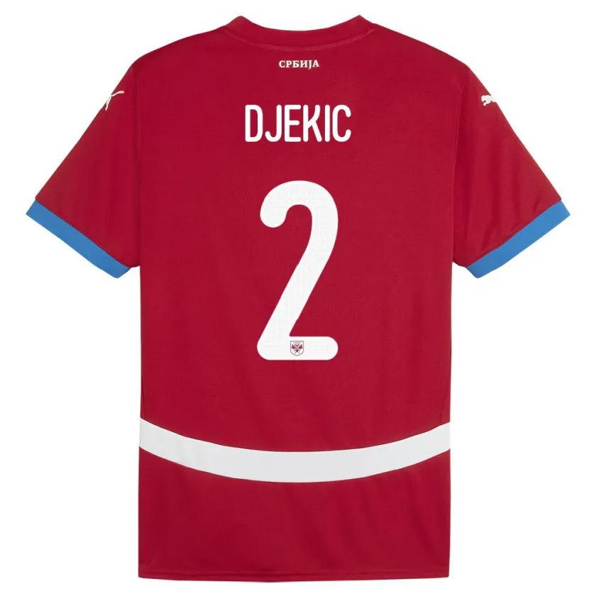 Danxen Kinderen Servië Djuro Giulio Djekic #2 Rood Thuisshirt Thuistenue 24-26 T-Shirt