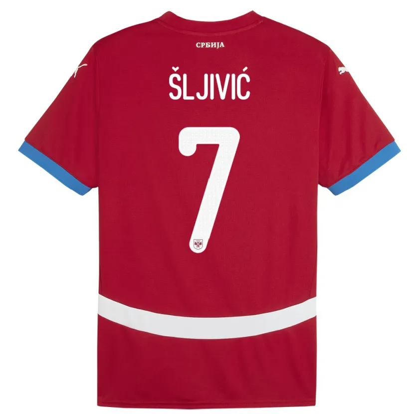 Danxen Kinderen Servië Jovan Sljivic #7 Rood Thuisshirt Thuistenue 24-26 T-Shirt