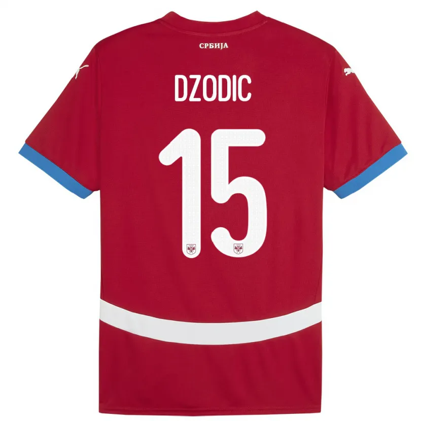 Danxen Kinderen Servië Stefan Dzodic #15 Rood Thuisshirt Thuistenue 24-26 T-Shirt