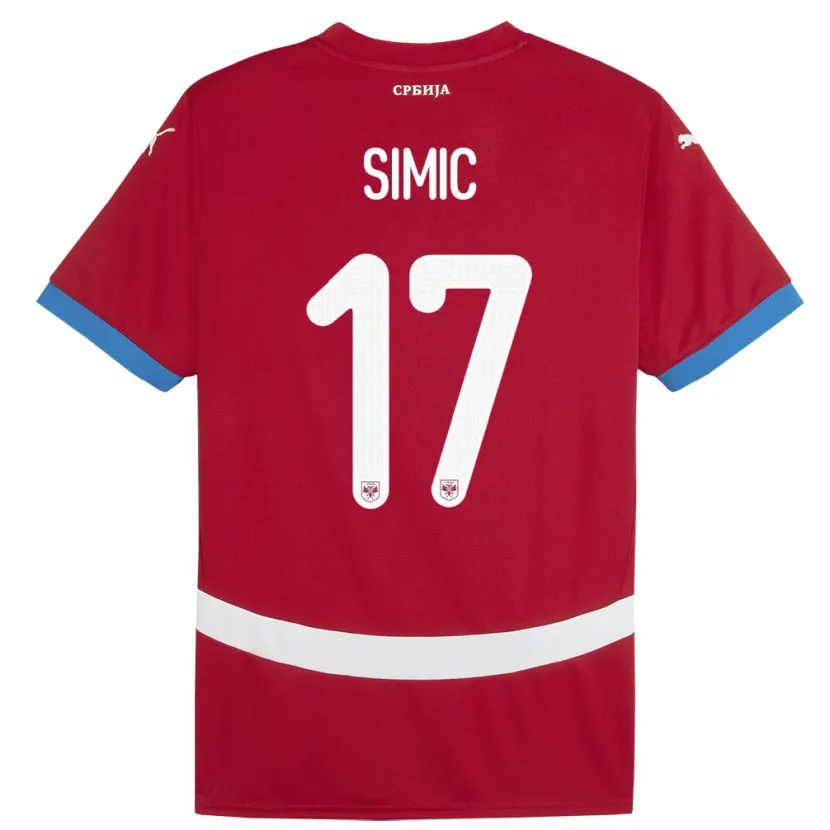 Danxen Kinderen Servië Jan Carlo Simic #17 Rood Thuisshirt Thuistenue 24-26 T-Shirt