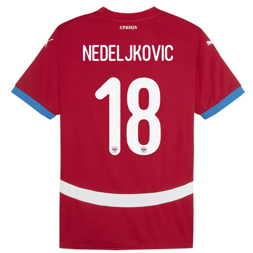 Danxen Kinderen Servië Kosta Nedeljkovic #18 Rood Thuisshirt Thuistenue 24-26 T-Shirt