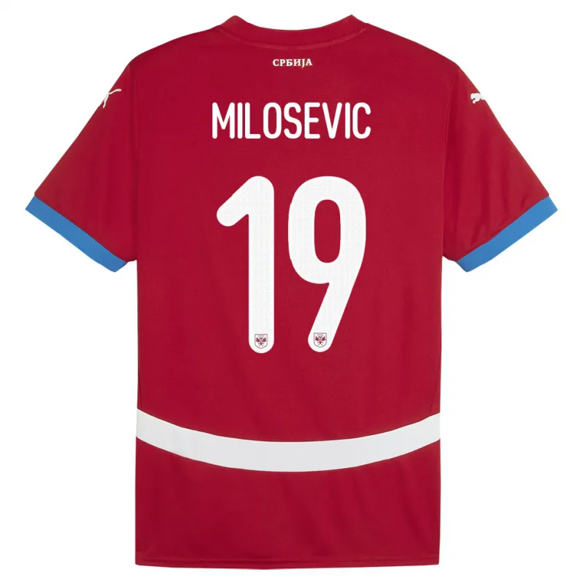 Danxen Kinderen Servië Jovan Milosevic #19 Rood Thuisshirt Thuistenue 24-26 T-Shirt