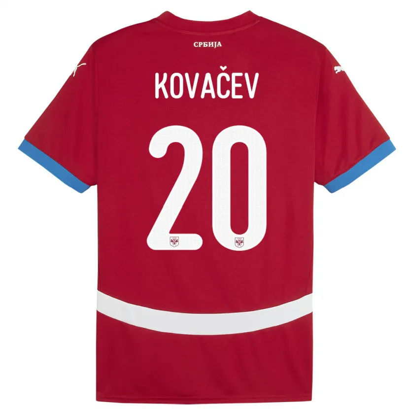Danxen Kinderen Servië Milan Kovacev #20 Rood Thuisshirt Thuistenue 24-26 T-Shirt