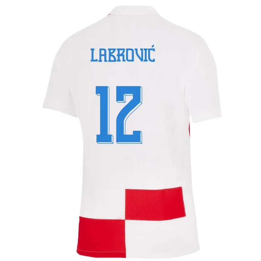 Danxen Kinderen Kroatië Nediljko Labrovic #12 Wit Rood Thuisshirt Thuistenue 24-26 T-Shirt