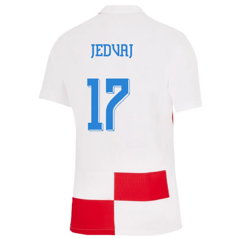 Danxen Kinderen Kroatië Karla Jedvaj #17 Wit Rood Thuisshirt Thuistenue 24-26 T-Shirt