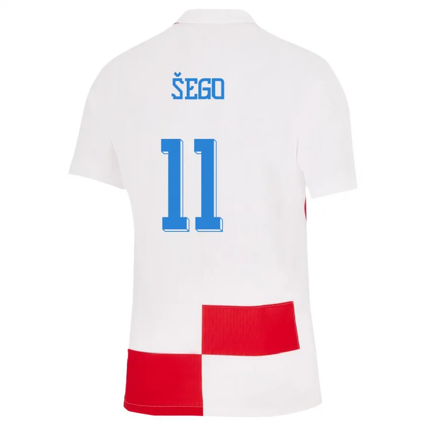 Danxen Kinderen Kroatië Michele Sego #11 Wit Rood Thuisshirt Thuistenue 24-26 T-Shirt