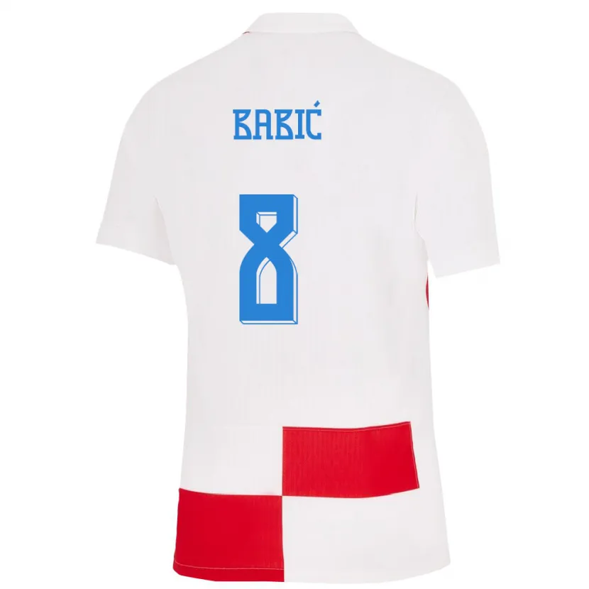 Danxen Kinderen Kroatië Andro Babic #8 Wit Rood Thuisshirt Thuistenue 24-26 T-Shirt