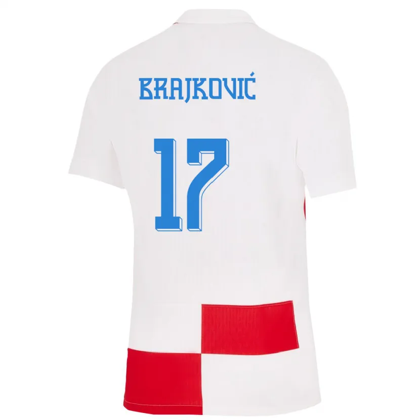 Danxen Kinderen Kroatië Roko Brajkovic #17 Wit Rood Thuisshirt Thuistenue 24-26 T-Shirt