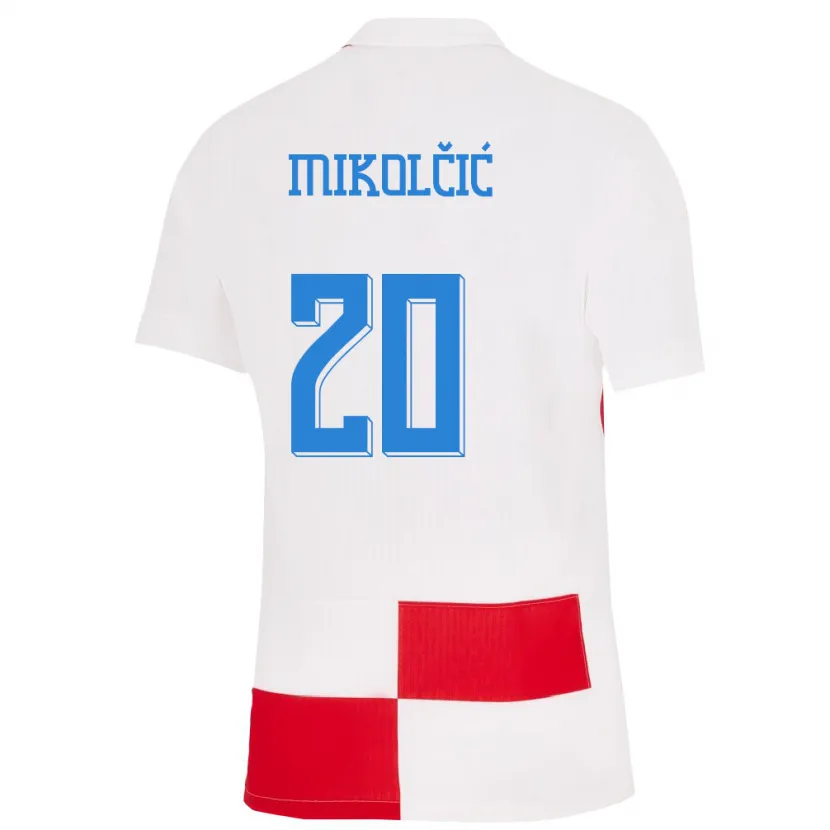 Danxen Kinderen Kroatië Simun Mikolcic #20 Wit Rood Thuisshirt Thuistenue 24-26 T-Shirt