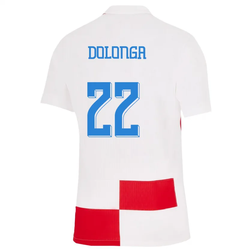 Danxen Kinderen Kroatië Niko Dolonga #22 Wit Rood Thuisshirt Thuistenue 24-26 T-Shirt