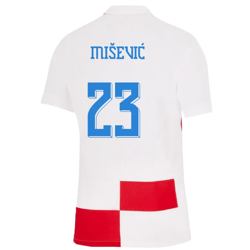 Danxen Kinderen Kroatië Luigi Misevic #23 Wit Rood Thuisshirt Thuistenue 24-26 T-Shirt