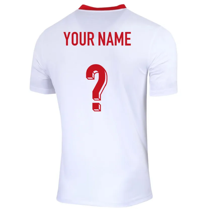 Danxen Kinderen Polen Uw Naam #0 Wit Thuisshirt Thuistenue 24-26 T-Shirt